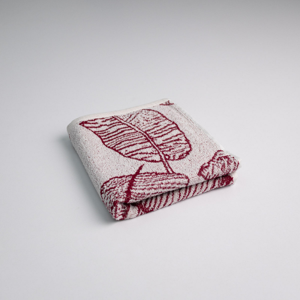 Набір махрових рушників з малюнком перо 3шт GM Textile 40х70см, 50х90см, 70х140см 400г / м2 (Червоний) Суми - фото 8
