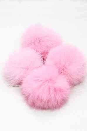 Помпони з натурального хутра кролика на нитці 6-7 см Рожевий Харків