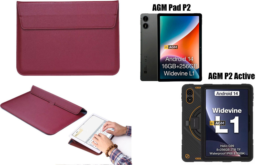 Чехол-конверт VitoCase для AGM Pad P2, P2 Active, с функцией подставки для планшета Бордовый Киев - изображение 1