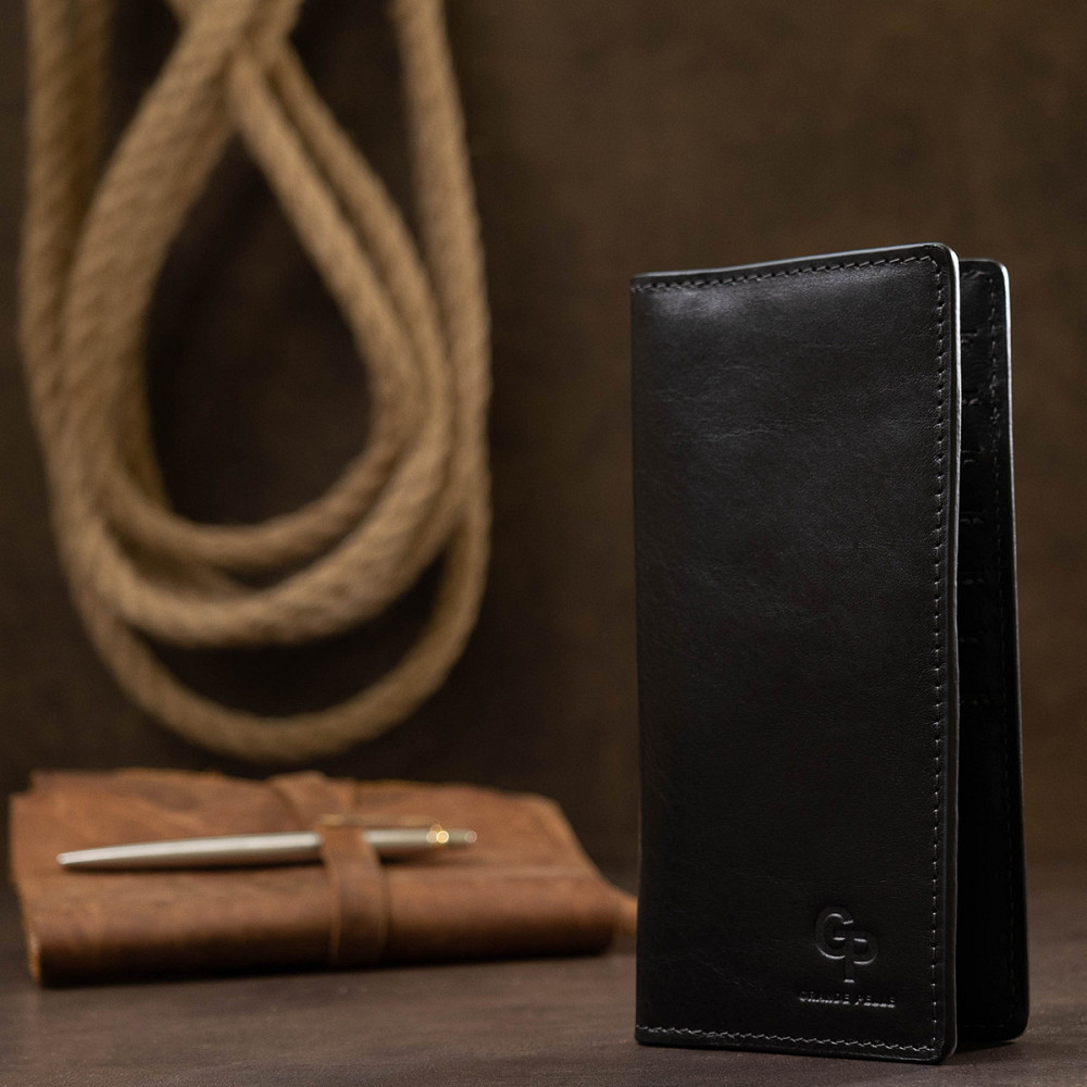 Практичне чоловіче портмоне GRANDE PELLE 11559 Чорний Київ - фото 4