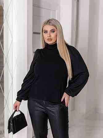 Жіноча елегантна кофта гольф у рубчик "Dazy" | Норма та батал Чорний, 42-44 Київ