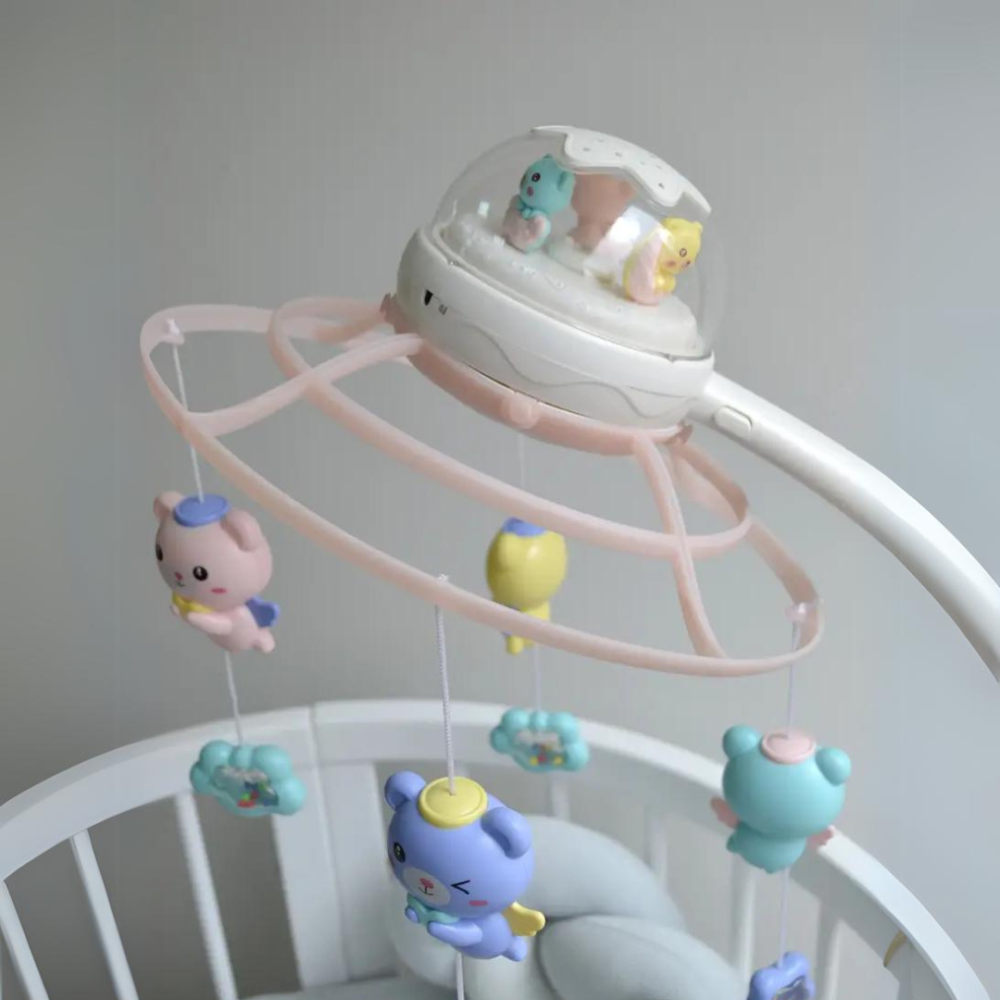 Дитячий музичний мобіль на ліжечко з проектором мобілі для немовлят на 76 мелодій блакитний  для дівчинки Київ - фото 3