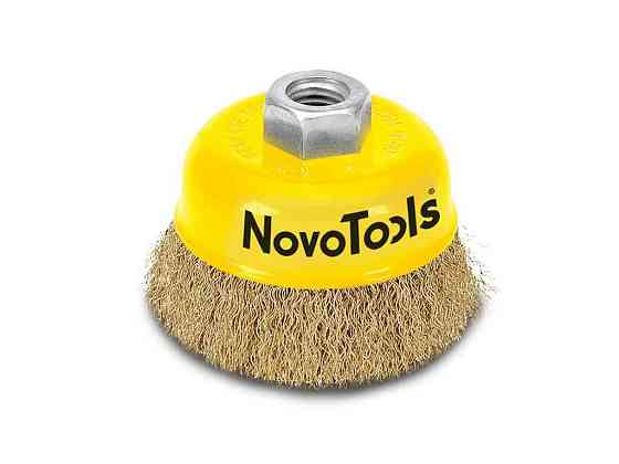 Щітка чашоподібна 75мм торцева гофр. лат. дріт ТМ NovoTools Київ