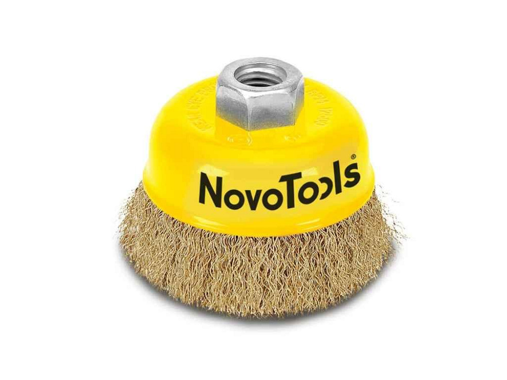 Щітка чашоподібна 75мм торцева гофр. лат. дріт ТМ NovoTools Київ - фото 1