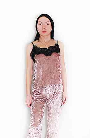 Женский домашний костюм майка+ штаны с халатиком из мраморного велюра Бежевый M Харьков