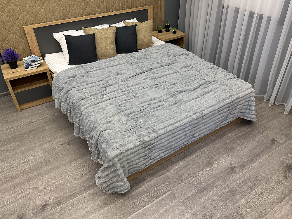 Плед-покривало смужка Шарпей 220х220 см (+-5см) Сірий (87-031) Київ - фото 2