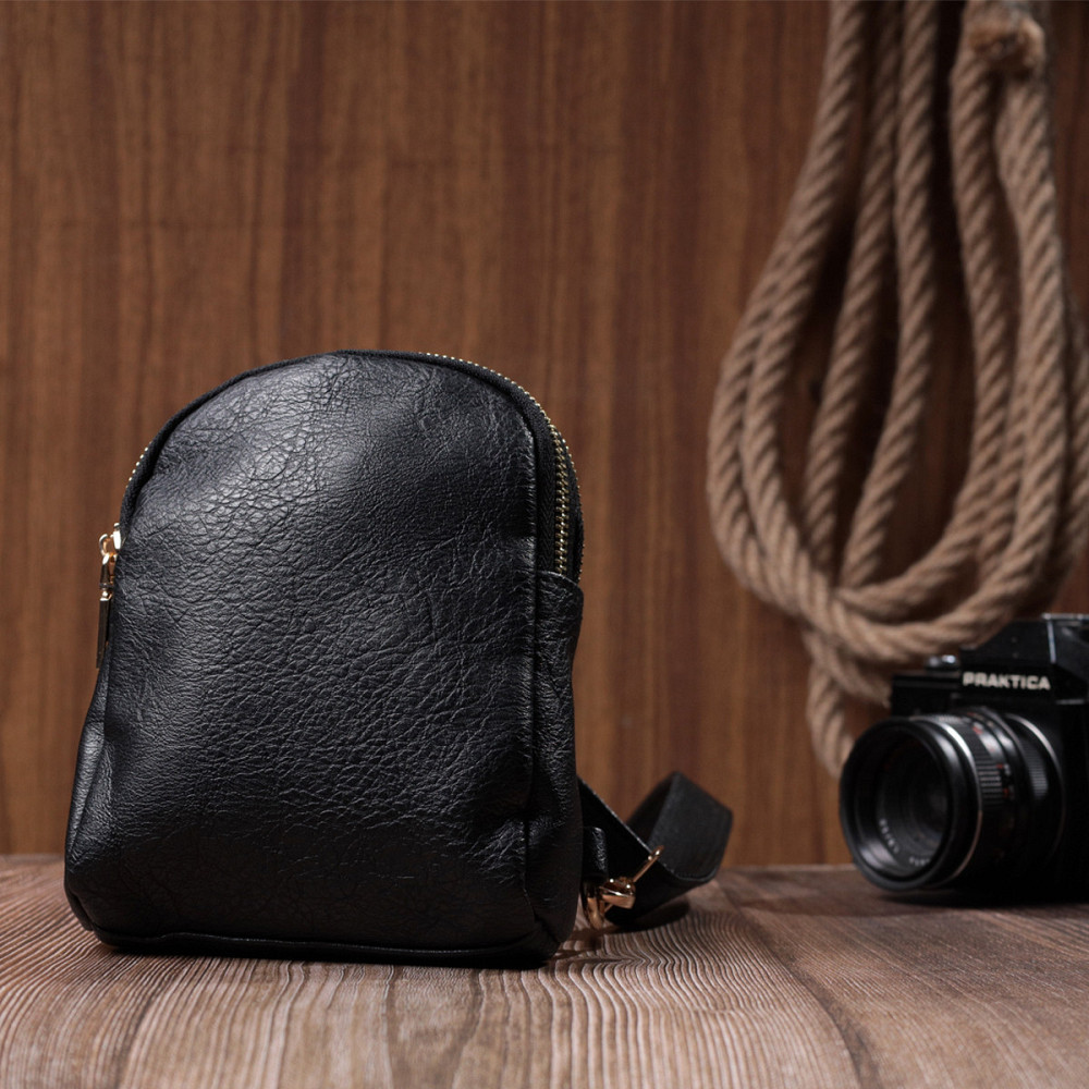 Невелика жіноча сумка через плече на два відділення з екошкіри Vintage 22784 Чорний Київ - фото 9