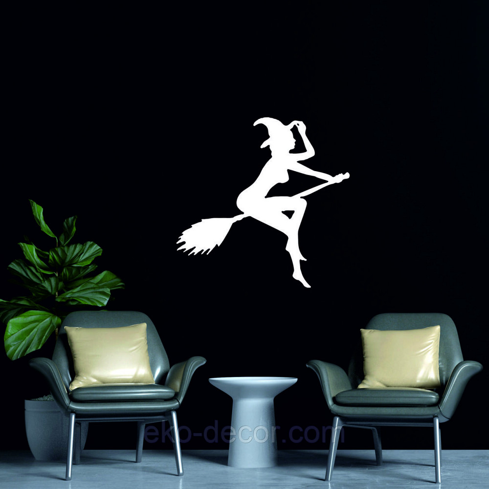 Декоративное настенное Панно «Ведьма на метле», Декор на стену 90*88 см, Белый Киев - изображение 5