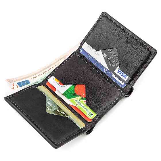 Строгое портмоне унисекс из гладкой кожи GRANDE PELLE 11152 Черное Киев