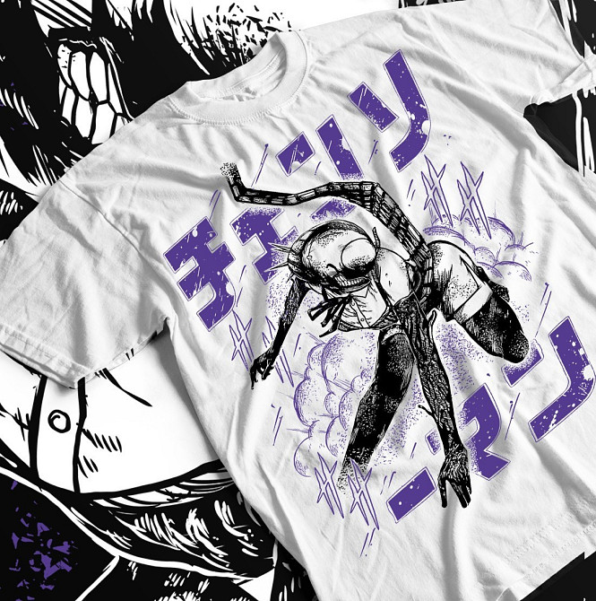 Футболка з аніме принтом Людина-бензопила оверсайз (S/M/L) Чорний AnimeJ0254 Дніпро - фото 1