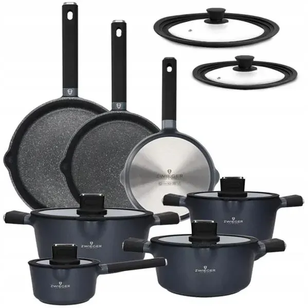 Zwieger Vesna Набір каструль 16 20/28cm + Сковорідки 20/24/28cm Кришки (ZVESNA30) Київ - фото 1