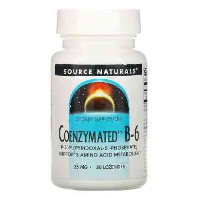 Антиоксидант Source Naturals Коензим Вітаміну B6, 25 мг, Coenzymated™ Vitamin B-6, 30 таблеток для (SN0940) Вінниця