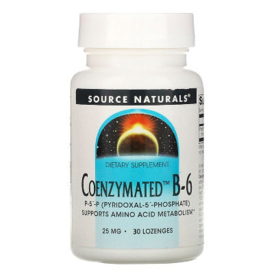 Антиоксидант Source Naturals Коэнзим Витамина B6, 25 мг, Coenzymated™ Vitamin B-6, 30 таблеток для (SN0940) Винница - изображение 1