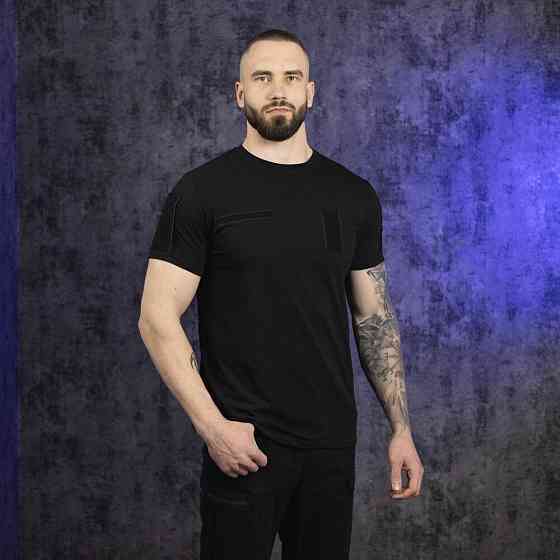 Футболка чоловіча однотонна чорна Pobedov Peremoga Військова Київ