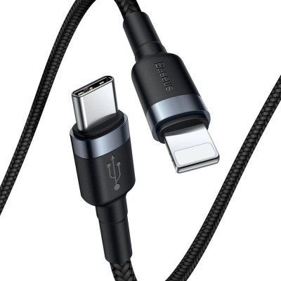 Дата кабель USB-C to Lightning 1.0m 18W 2.1A Cafule Black-Grey Baseus (CATLKLF-G1) Винница - изображение 4
