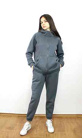 Костюм женский теплый спортивный на флисе кофта на змейке Серый 46/48 Харьков
