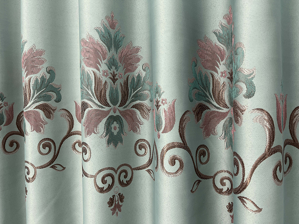 Комплект готових штор VR-Textil з вишивкою гладдю № 2052ш Світло-бірюзовий 150х270 см 2шт (33-1059) Київ - фото 8