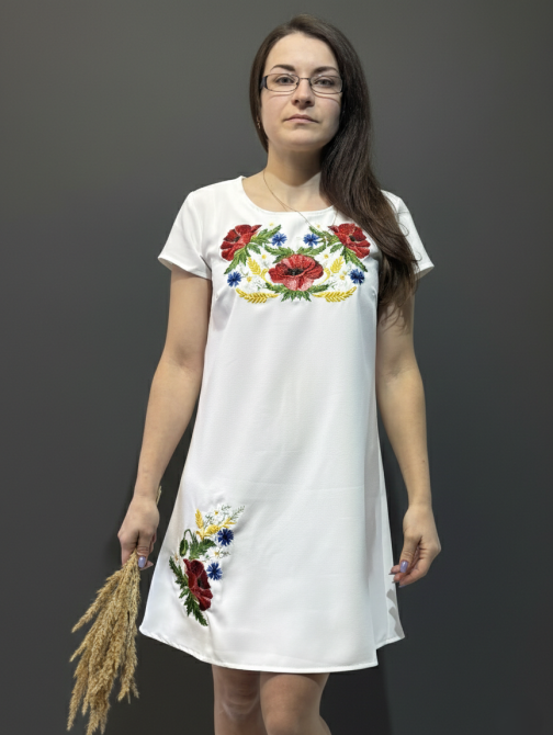 Женское вышитое платье белоснежное Цветочная мавка 40 Киев - изображение 1