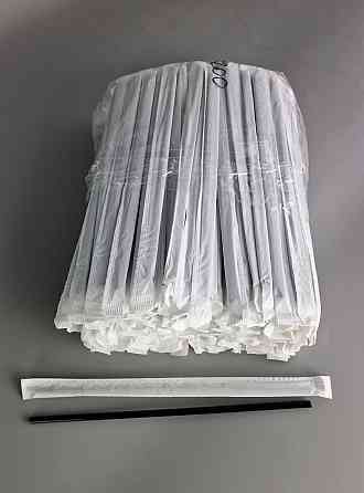 Трубочка в індивідуальній апаковке d4.8-21см Чорна рівна (200 шт) Харків