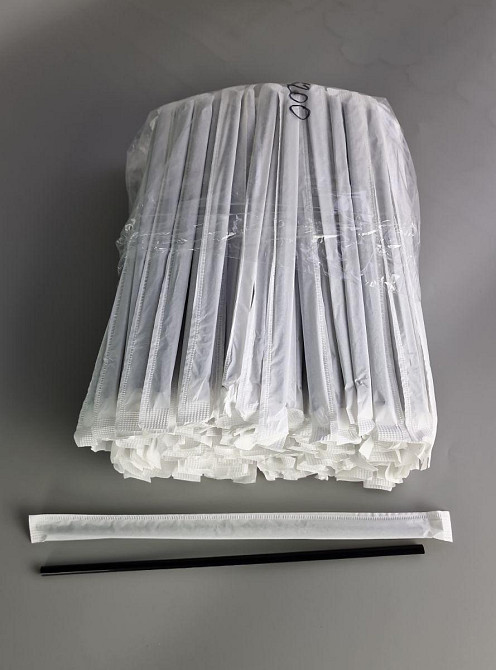 Трубочка в індивідуальній апаковке d4.8-21см Чорна рівна (200 шт) Харків - фото 2