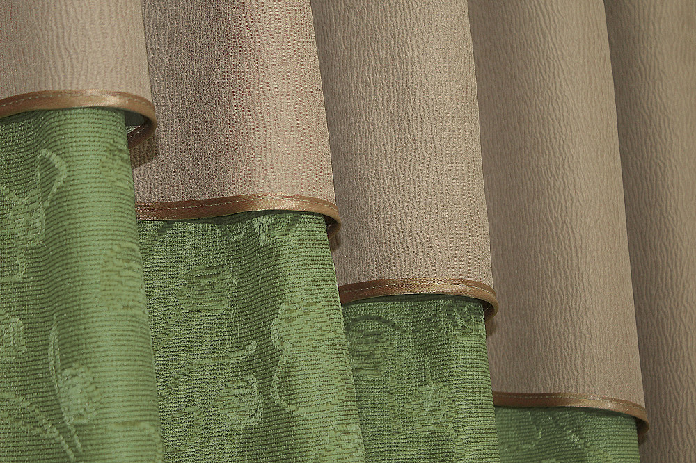 Кухонные шторы VR-Textil № 073к с ламбрекеном и подхватами темно-кофейный с оливковым 285х170 см (50-996) Киев - изображение 4