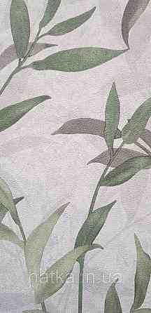 Обои виниловые на флизелине Sintra Adria метровые листья ветки бирюзовые зеленые серые на сером Киев