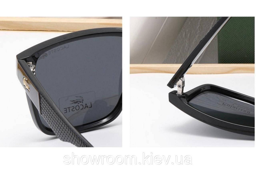 Брендові чоловічі окуляри Lacoste від сонця з поляризацією (69044) чорні Київ - фото 3