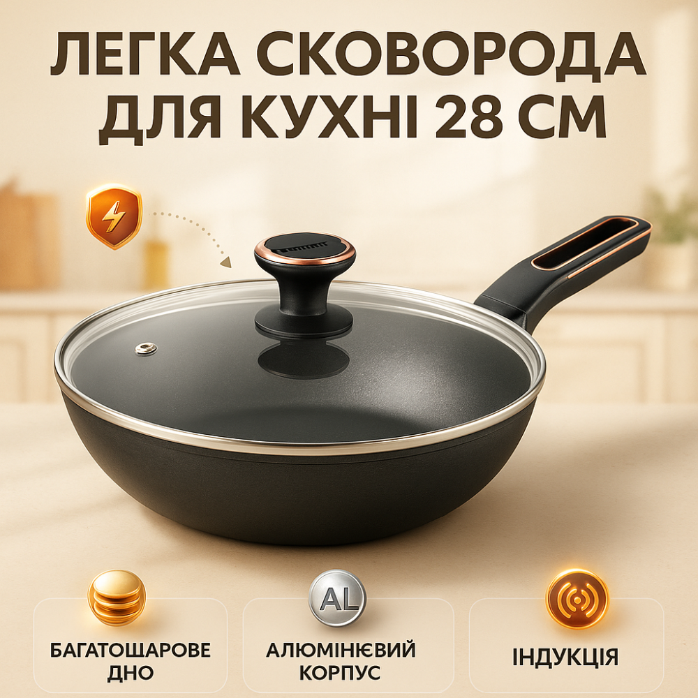 Оригінальна сковорода з антипригарним покриттям, Сковорода для готування на індукції SL-77 Львів - фото 15