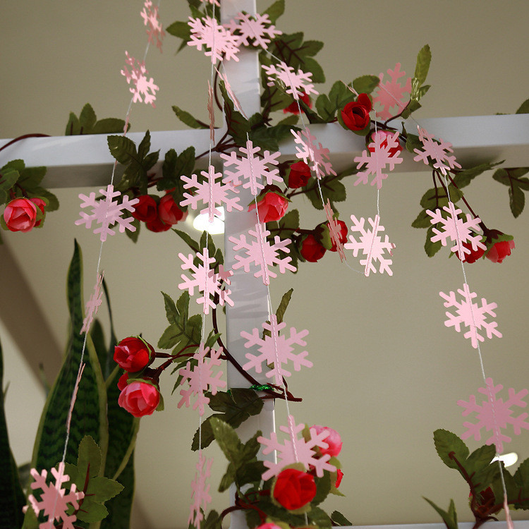Гірлянда Сніжинки новорічна на нитці 4 м 5 см рожевий Київ - фото 2