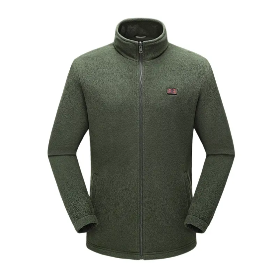 Чоловіча флісова кофта на блискавці з підігрівом Зелений, XXL Вінниця