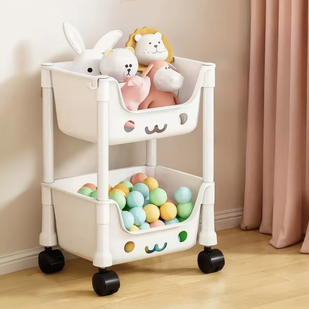 Органайзер для дитячої кімнати, стелаж з контейнерами на колесах, білий, 43×30.3×22 см Кам'янець-Подільський - фото 8