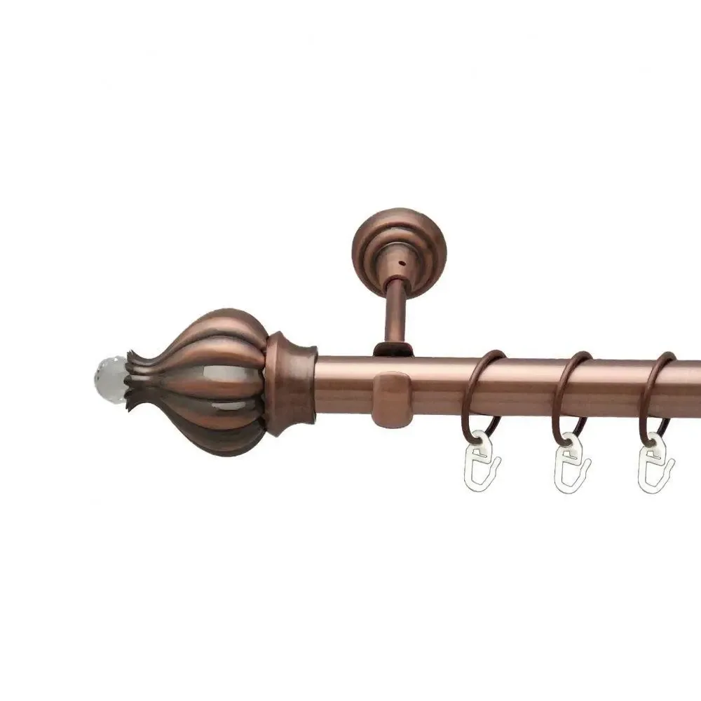 Карниз Orvit Таджа-Кристал металевий однорядний відкритий гладка труба кільце металеве Мідь 25 мм 140 см (00-00012484) Львів - фото 1