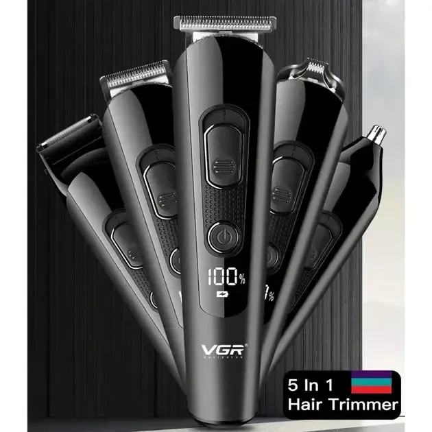 Машинка для стрижки волосся 5 в 1 VGR V-175 акумуляторна USB зарядка, триммер, бритва, насадки Одеса - фото 8
