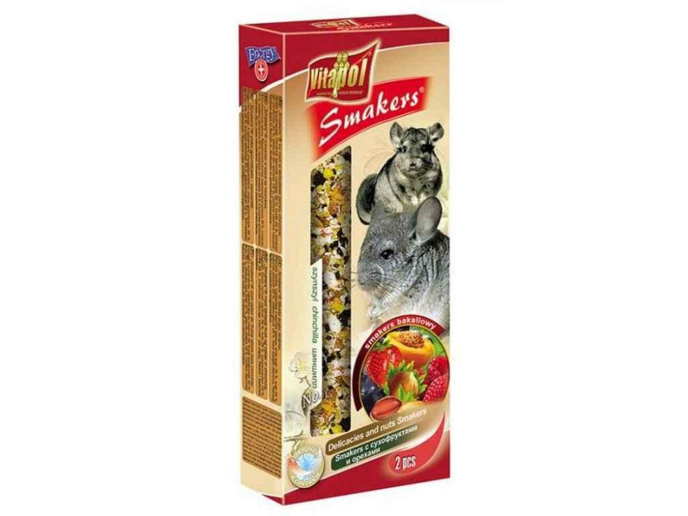 Корм для грызунов 90г SMAKERS снеки для шиншилл, сухофрукты и орехи ТМ VITAPOL Solmir Киев - изображение 1
