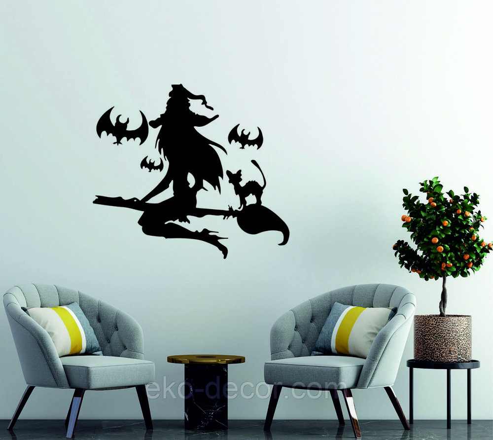 Декоративне настінне Панно «Відьма на мітлі», Декор на стіну Київ - фото 3