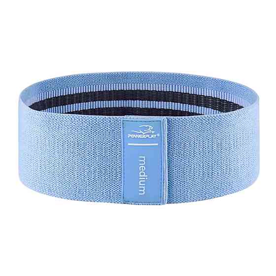 Тканева гумка для фітнесу та спорту PowerPlay 4111 Hip Band M Medium Блакитна (d_76cm) Каменское