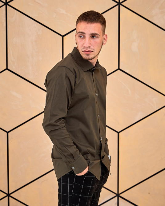 Сорочка чоловіча класична Хакі XL Харків - фото 3