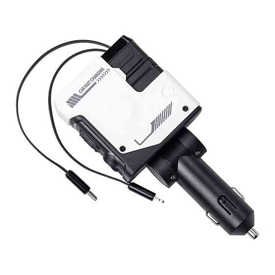 Автомобільний зарядний пристрій MECHA з висувними кабелями та портами USB/Type-C Білий HP-A1W Коломия