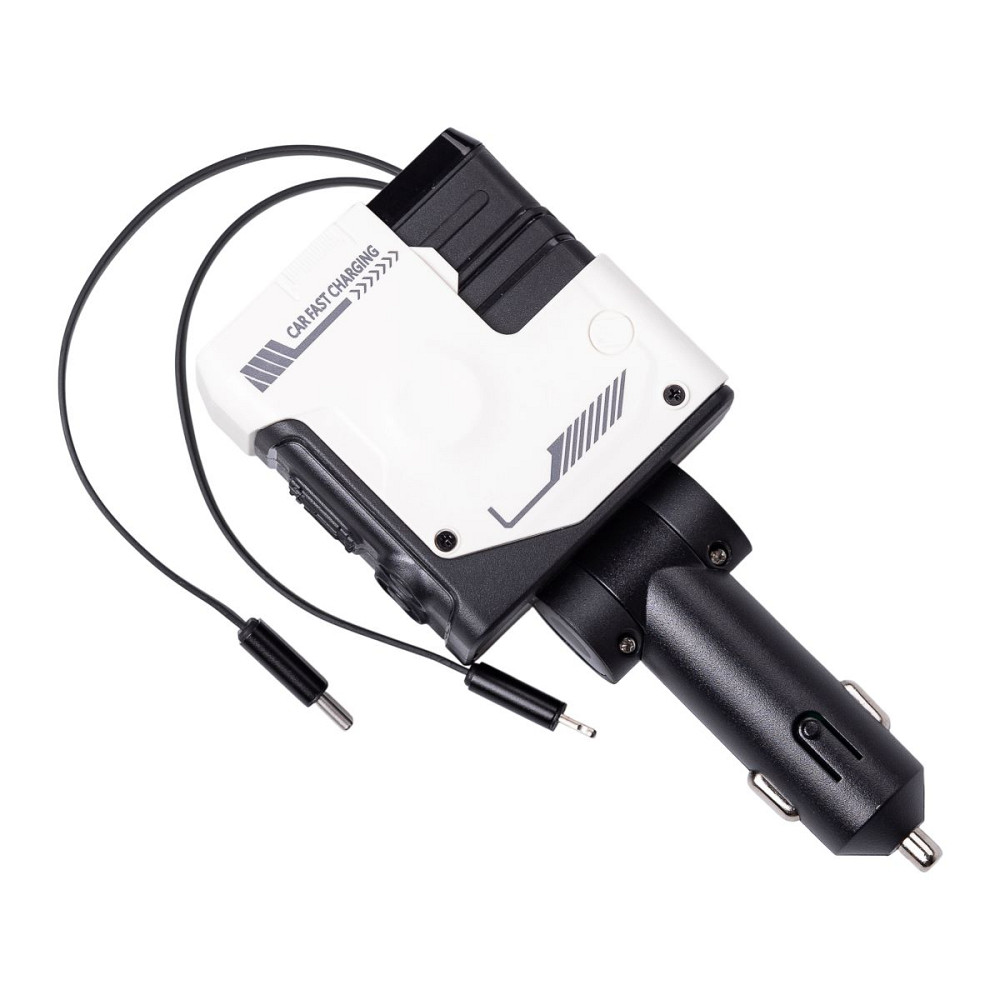 Автомобільний зарядний пристрій MECHA з висувними кабелями та портами USB/Type-C Білий HP-A1W Коломия - фото 3