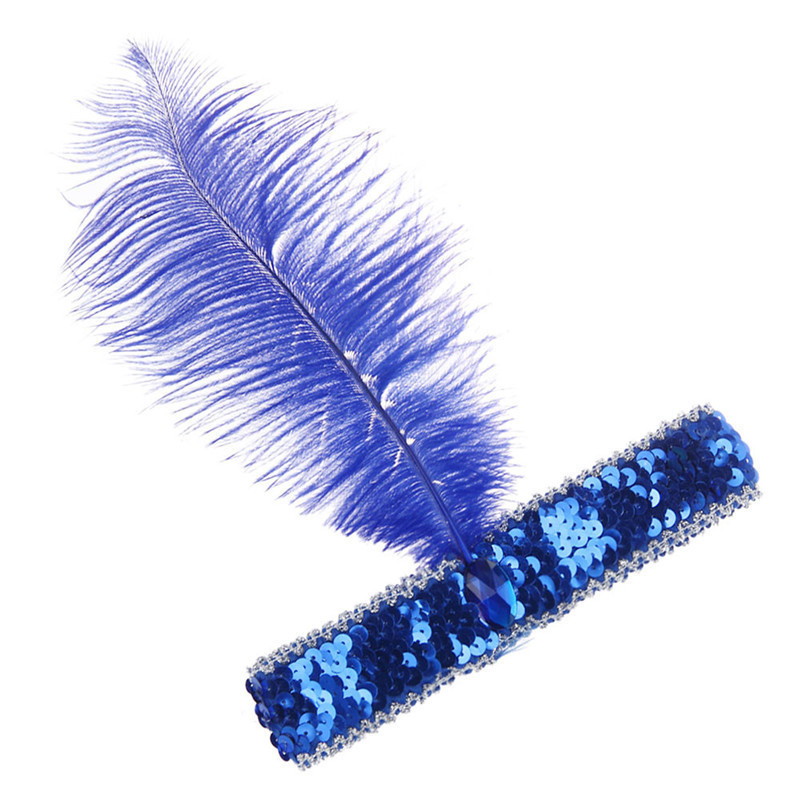 Пов'язка для карнавалу на голову синя з пером Київ - фото 1