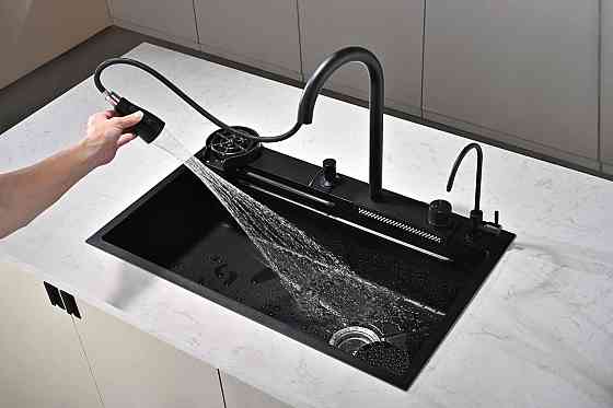 Кухонная мойка водопад Willda черная / Nano Black 75x46x22 см (419573246) Киев