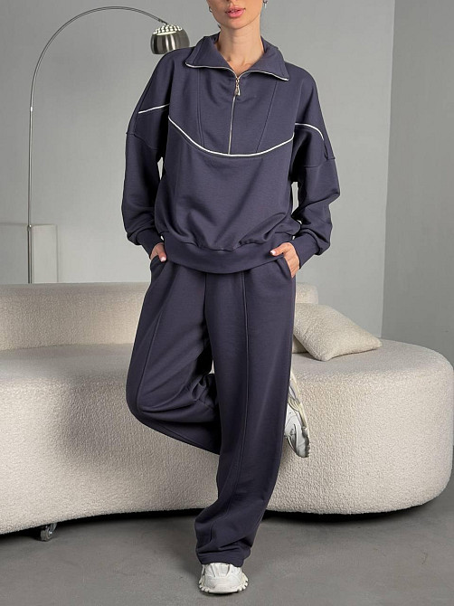 Женский стильный прогулочный оверсайз костюм двойка: кофта и штаны турецкая трехнитка петля пинье Одесса - изображение 9