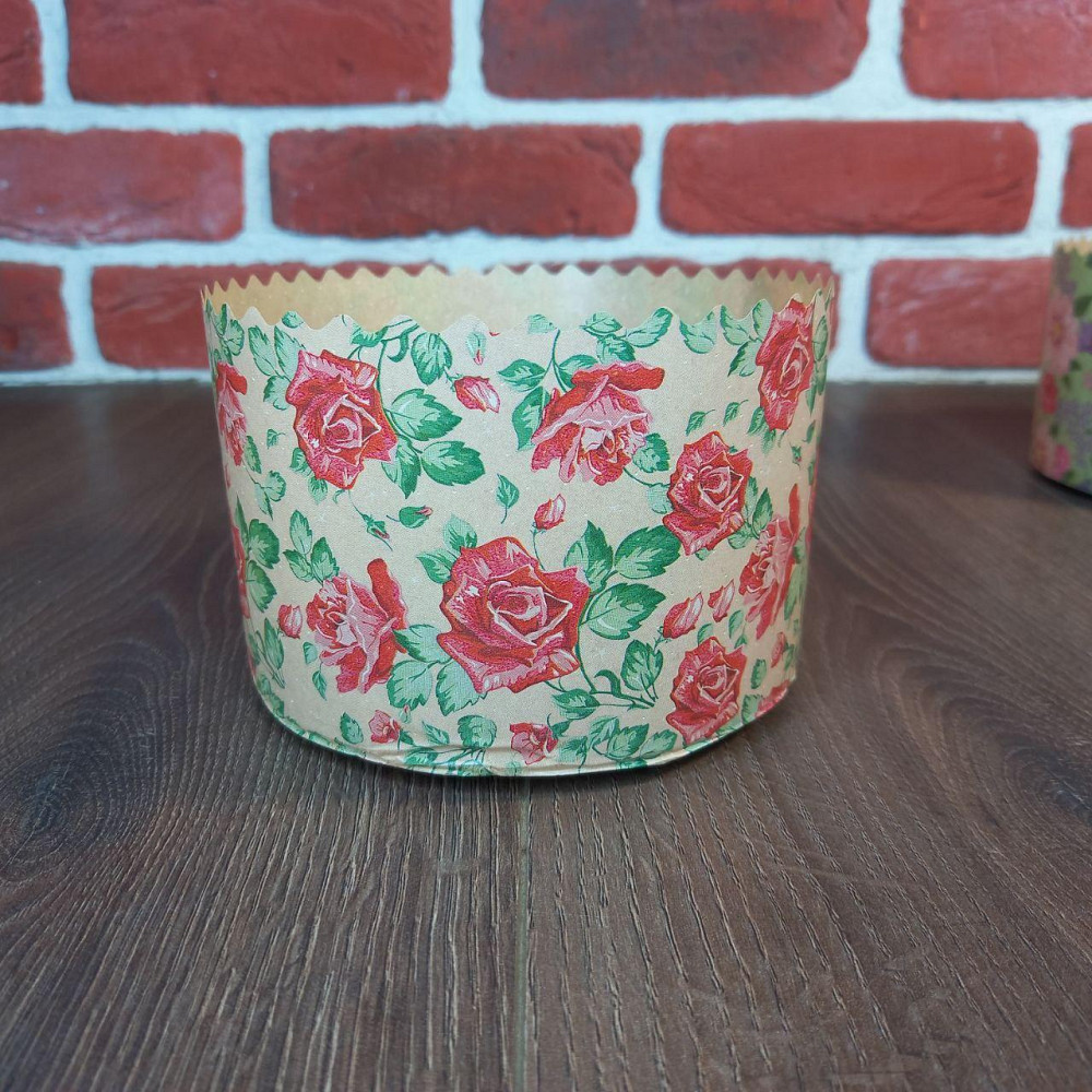 Форма для пасок 500 г d130 h85 «Квіти» — паперові форми для випікання, 50 шт Харків - фото 1