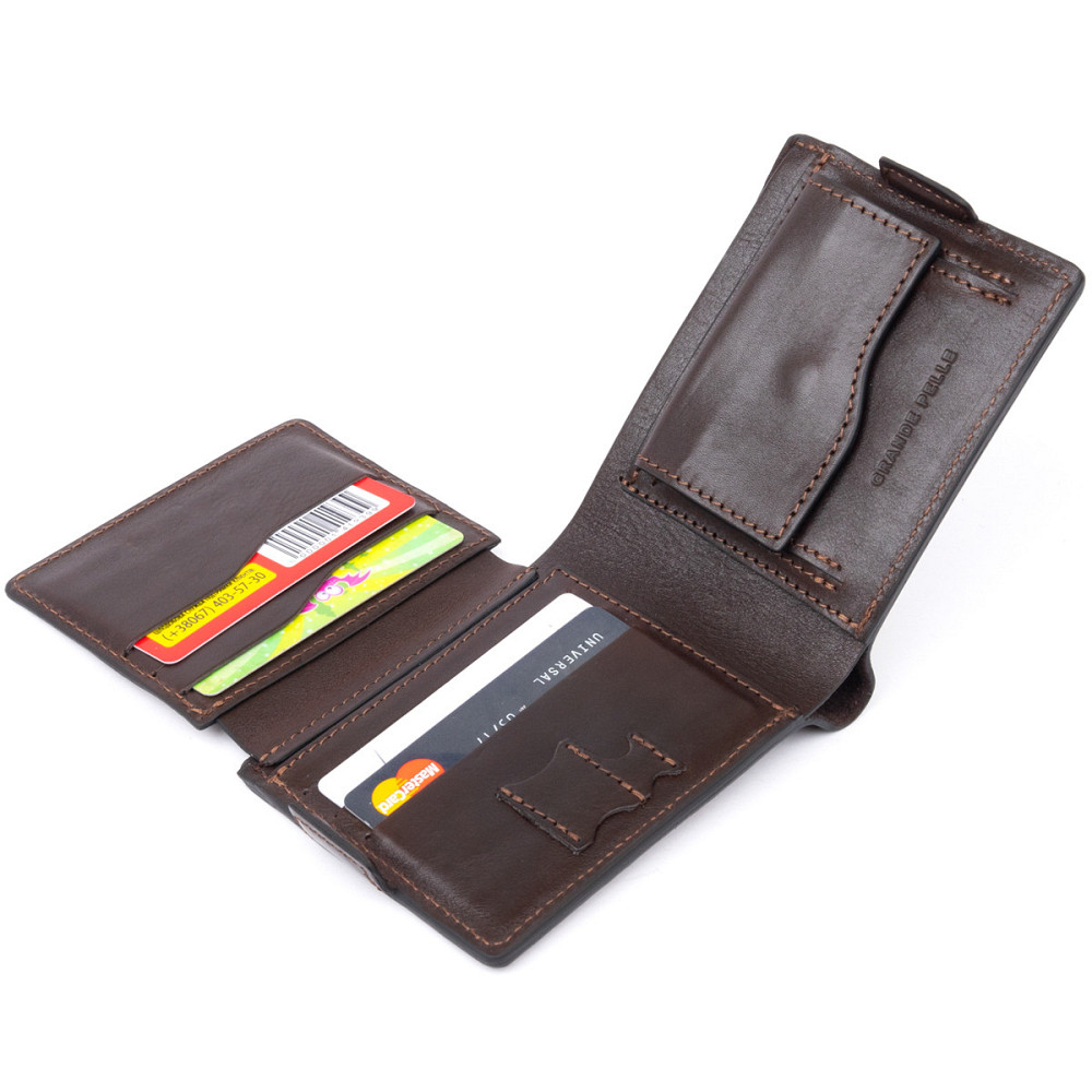 Портмоне горизонтальное Amico на магните на два отделения GRANDE PELLE 11321 Коричневое Киев - изображение 6