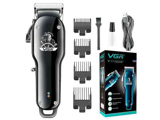 Машинка для подстригания 5Вт аккумулятор V-679 BLACK, 4 насадки ТМ VGR Киев