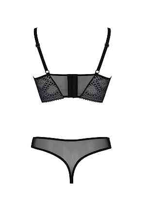 Комплект Passion DROSERA SET black, L/XL, сітка+мереживо, бюстьє та трусики танга Sex Aura Київ