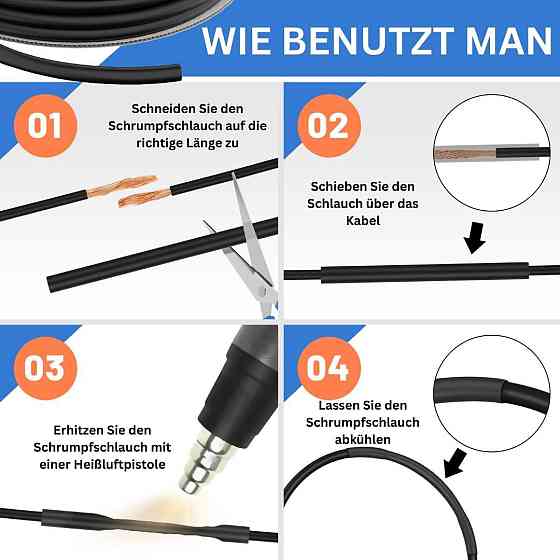 Термоусадочная трубка 2:1 мини полиолефиновая для кабелей белая разные диаметры и длины Киев