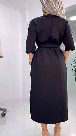 Женское стильное батальное платье трикотаж двунитка. Черный, 54/58 Одесса