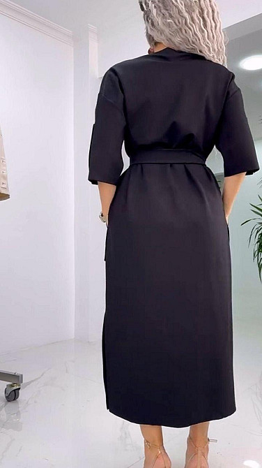 Женское стильное батальное платье трикотаж двунитка. Черный, 54/58 Одесса - изображение 2