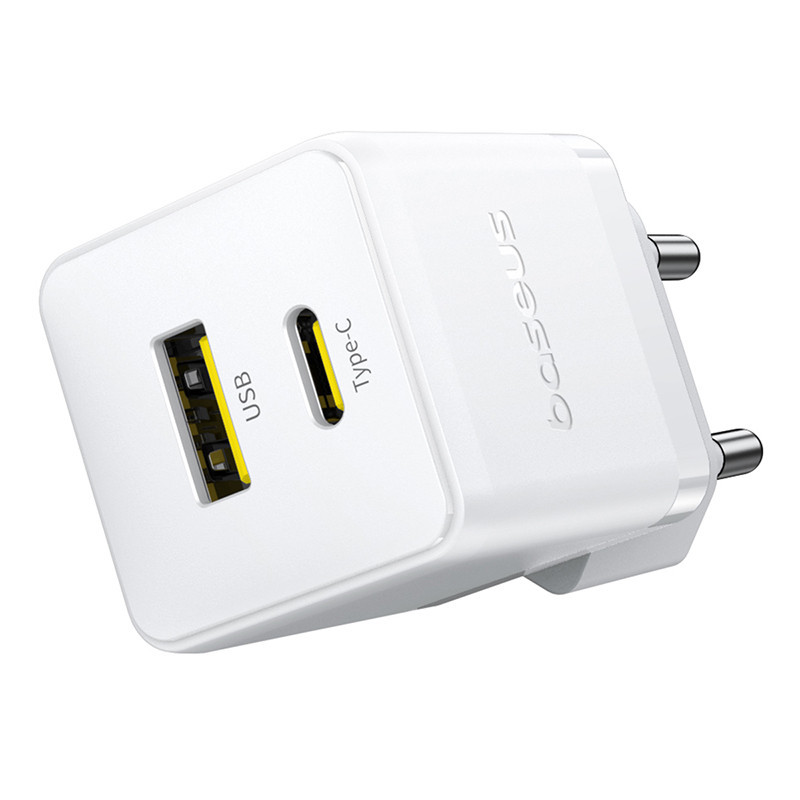 Мережевий зарядний пристрій Baseus Palm Fast Charger C+U 30W EU Moon White Одеса - фото 4